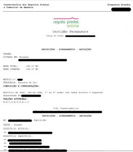Certidão de Registo Predial, ou certidão predial ou CRP ou Certidão Permanete