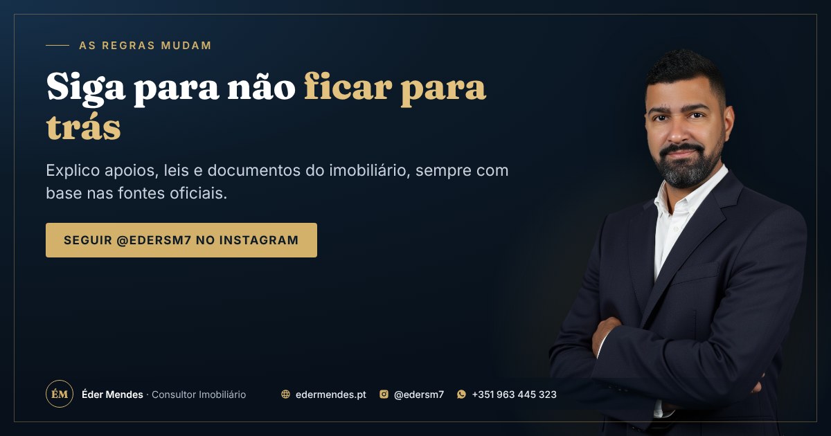 Siga Éder Mendes, consultor imobiliário, no Instagram @edersm7 para acompanhar apoios, leis e documentos do imobiliário